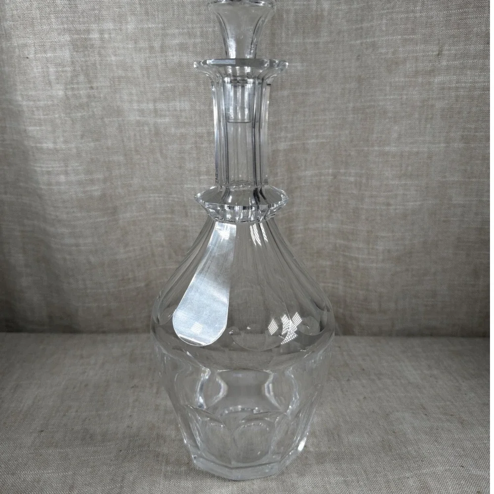 Crystal Glass Decanter Good Vintage Paneled Clear Spirits Bottle with Stopper